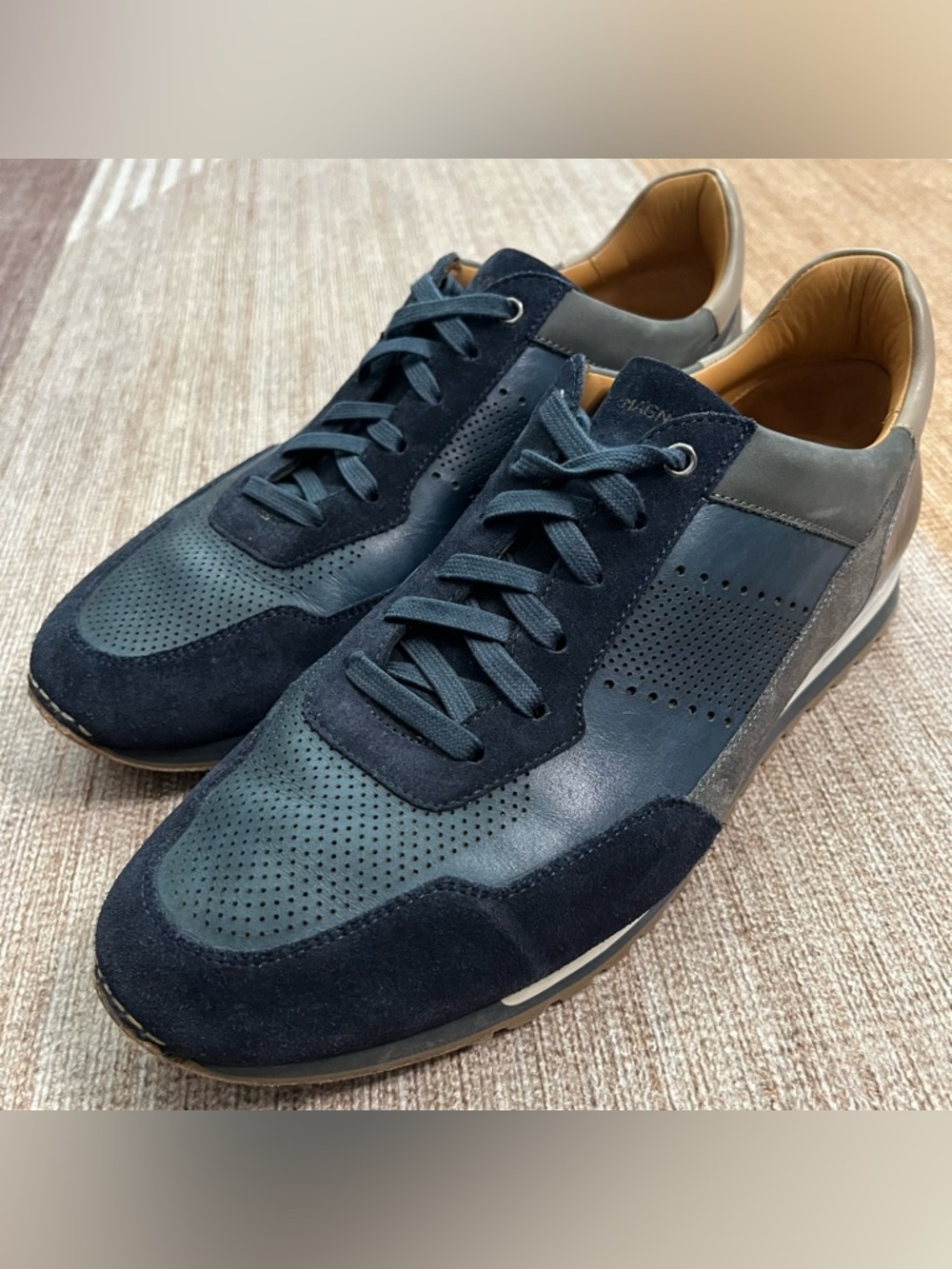 Magnanni Nesto 23209 Navy Gray Leather Suede Sneakers Men’s 11 Spain dust bag